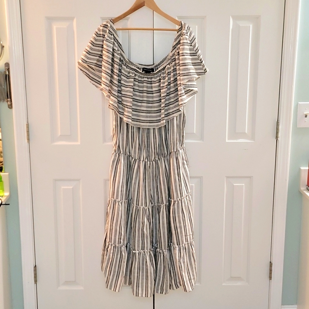 NEW Ashley Stewart Maxi Off the Shoulder Striped Dress